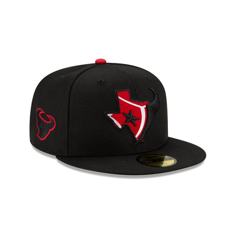 NFL Houston Texans State Logo Reflect 59Fifty Fitted (TJB9561) - Black New Era Caps